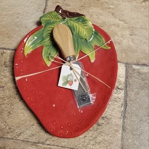 NEW Strawberry Plate and knife 8x6